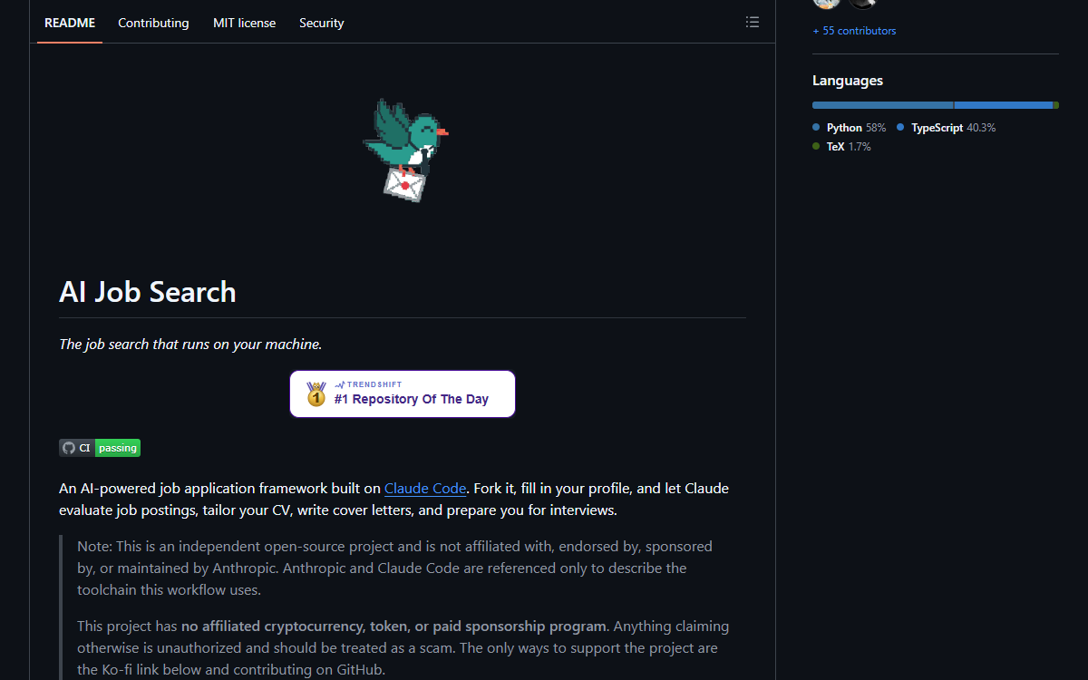 Screenshot of AI Job Search
