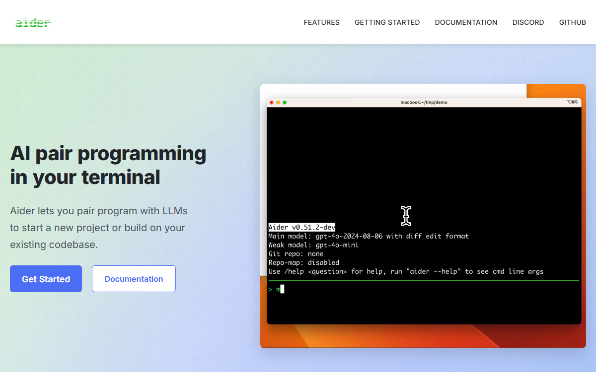 Screenshot of Aider