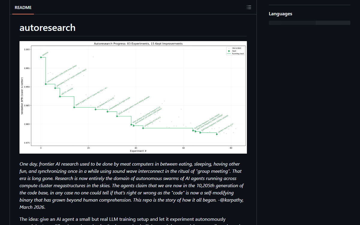 Screenshot of autoresearch