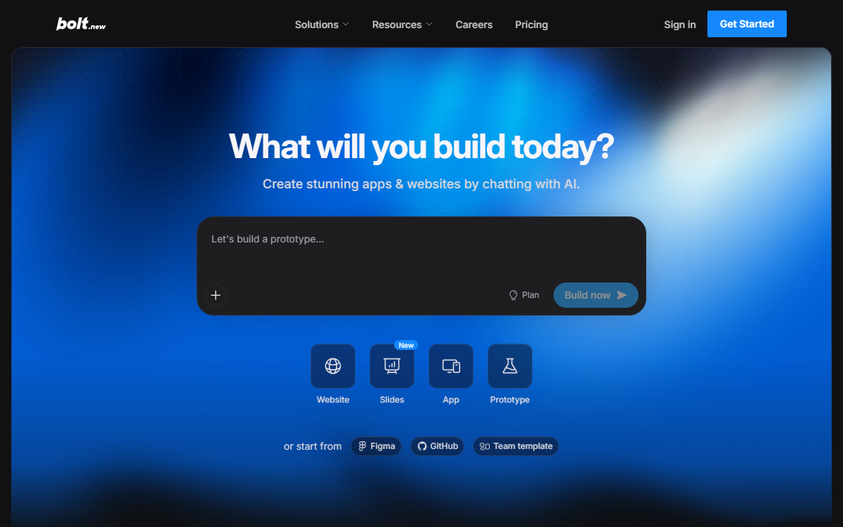 Screenshot of Bolt.new