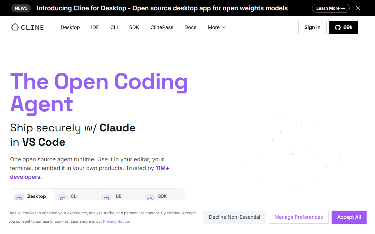 Screenshot of Cline