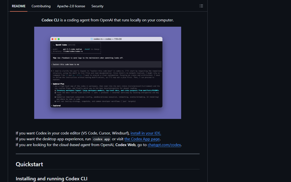 Screenshot of Codex CLI