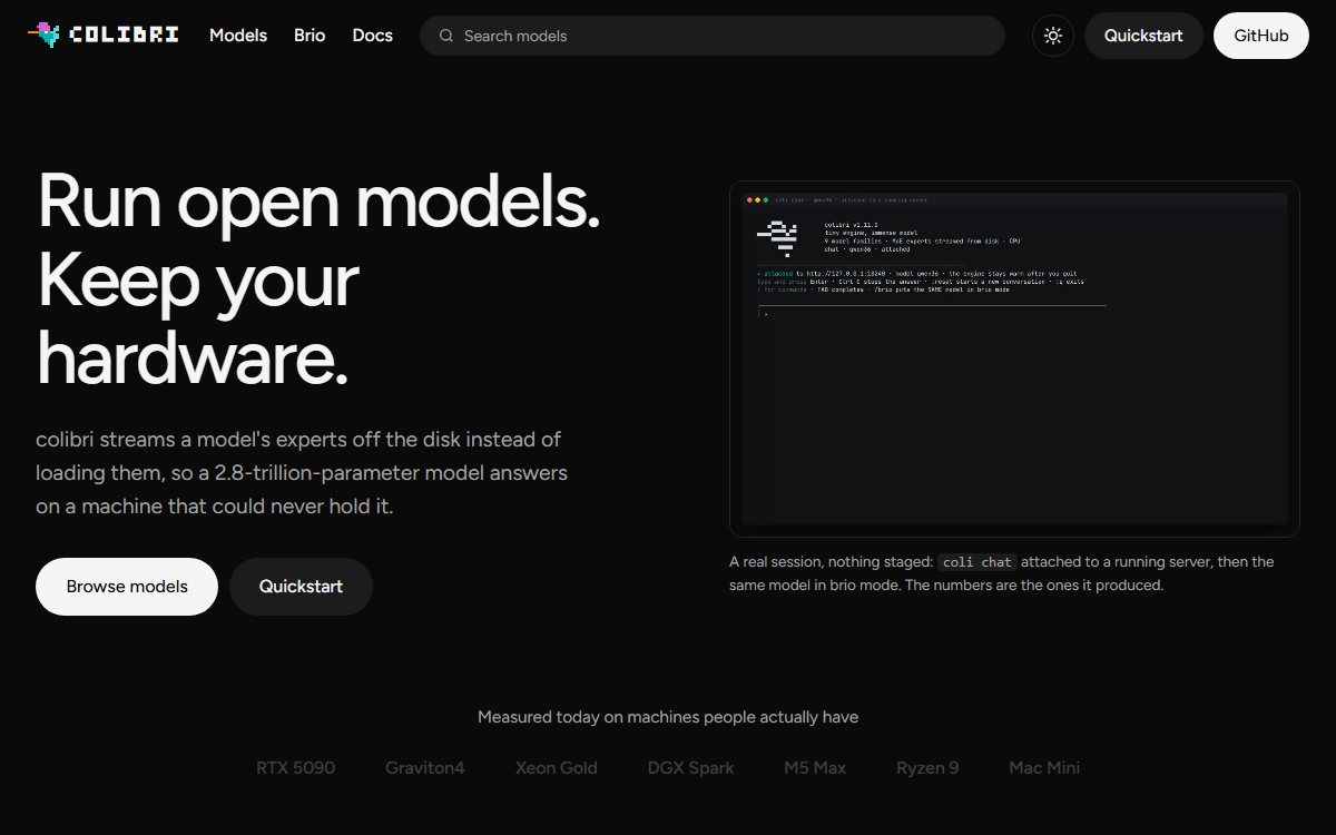 Screenshot of Colibrì