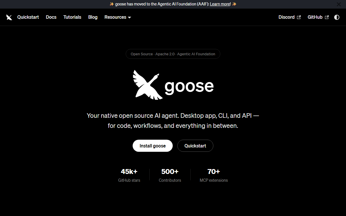 Screenshot of goose