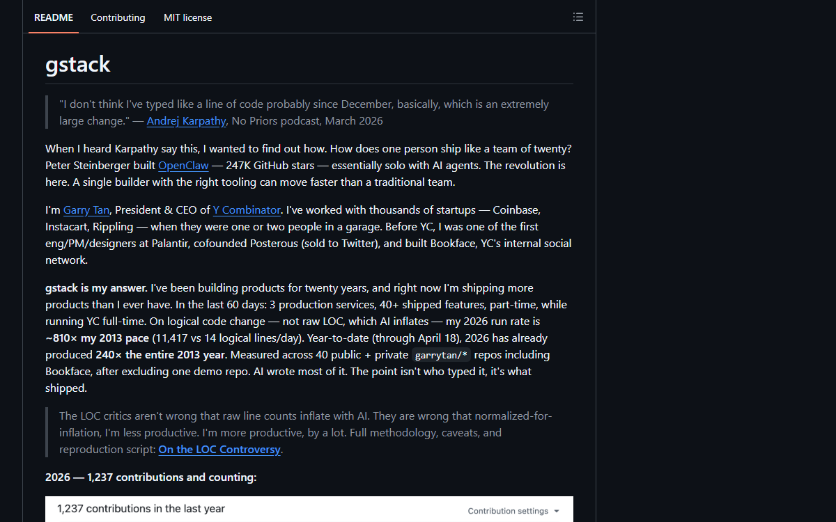 Screenshot of gstack