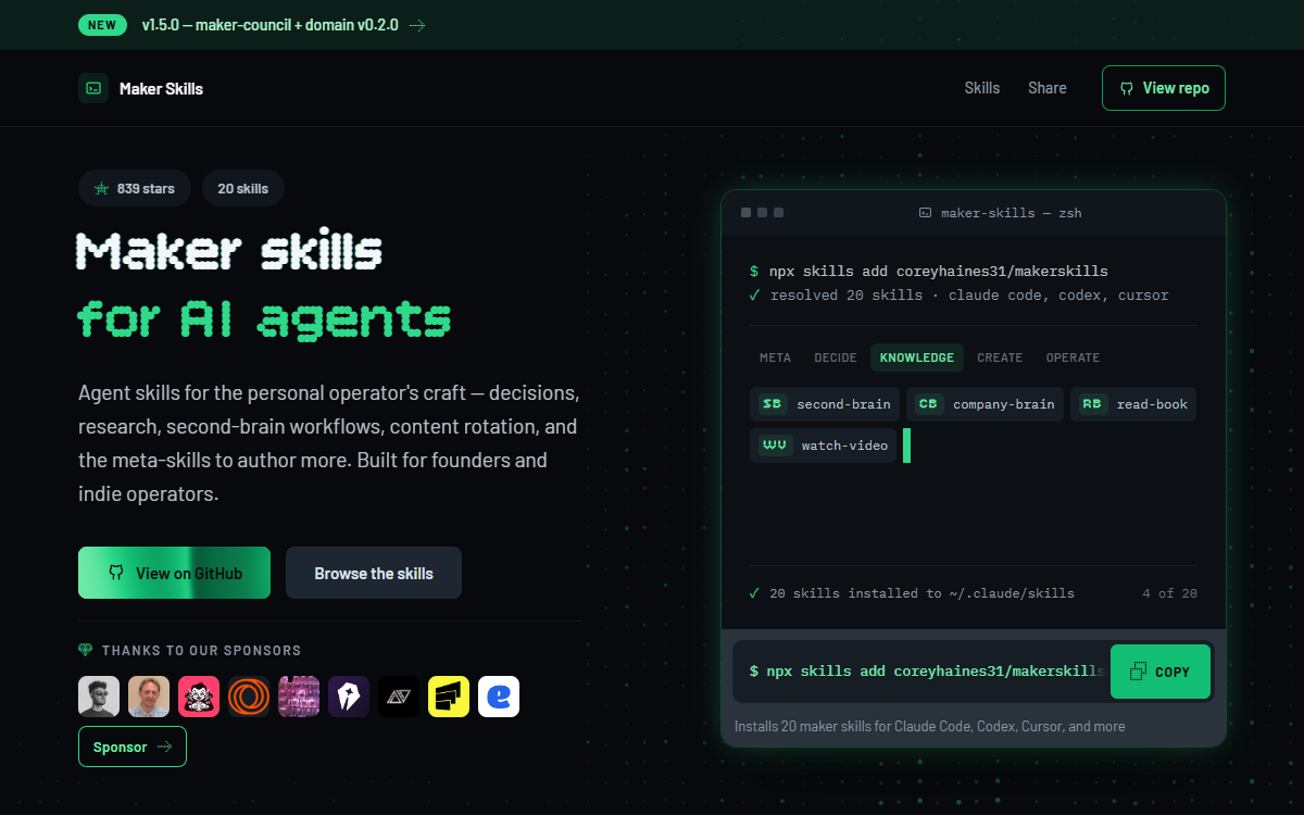 Screenshot of makerskills