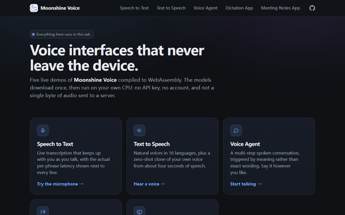 Screenshot of Moonshine Voice