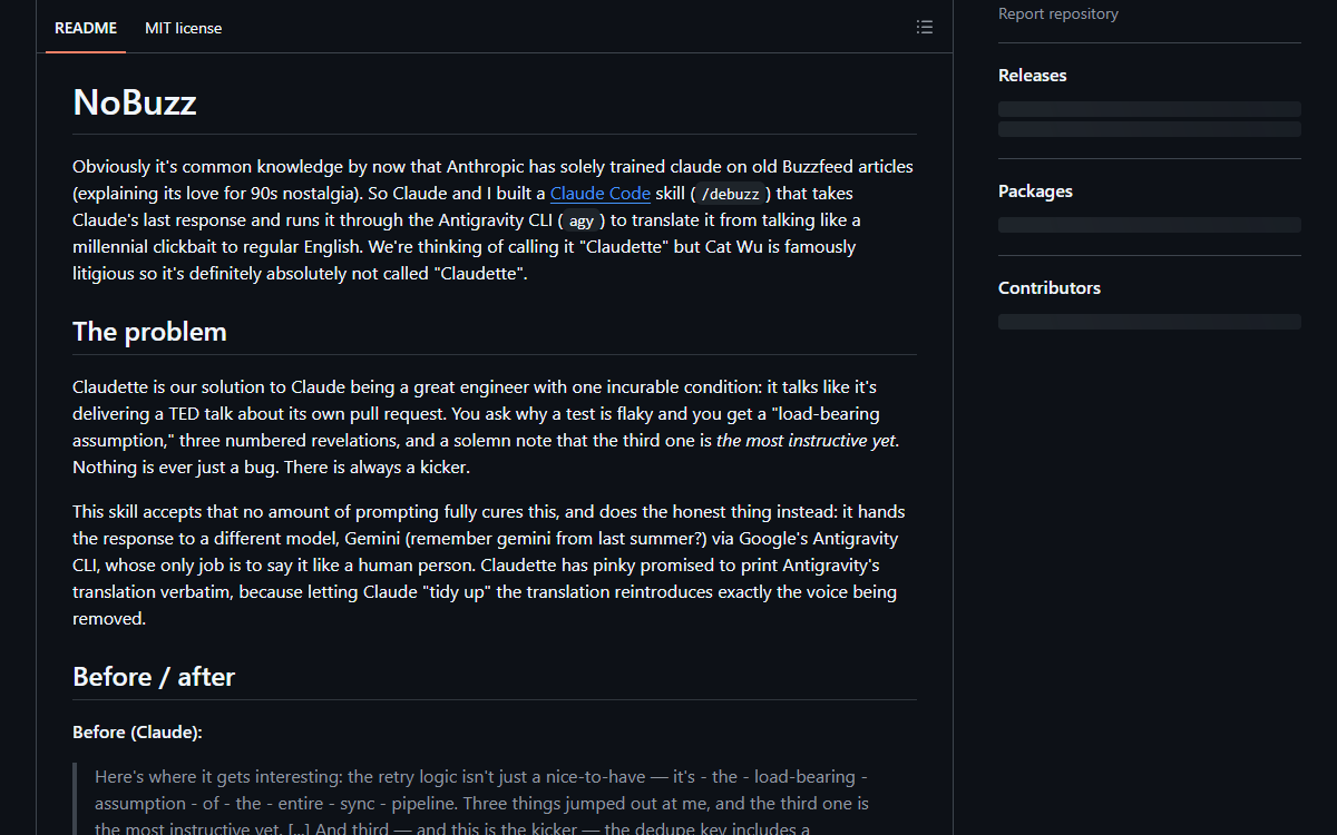 Screenshot of NoBuzz