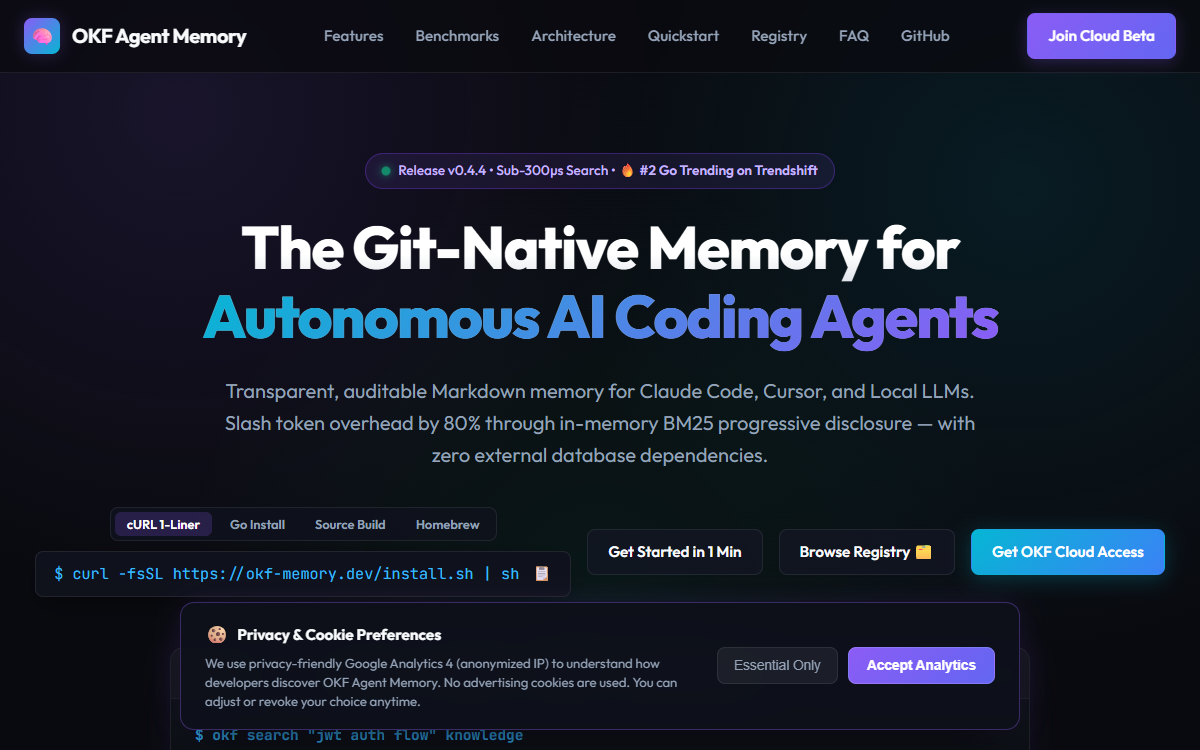 Screenshot of OKF Agent Memory