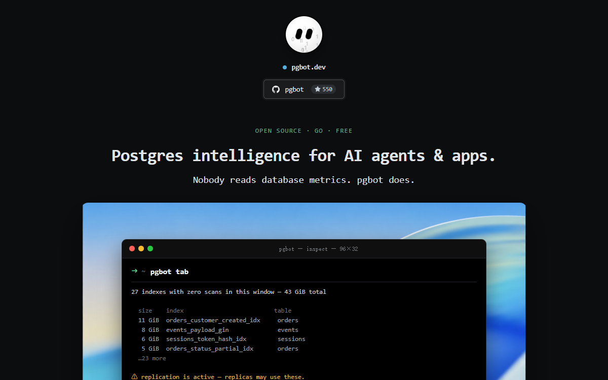 Screenshot of pgbot