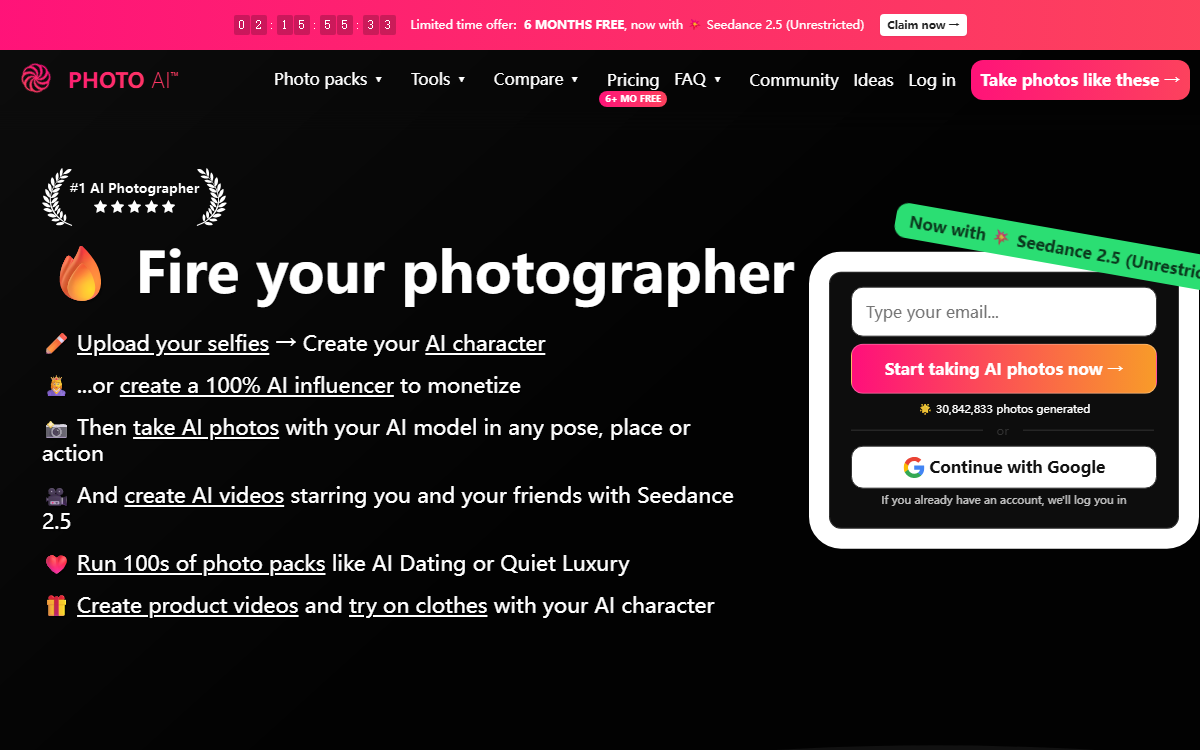 Screenshot of PhotoAI