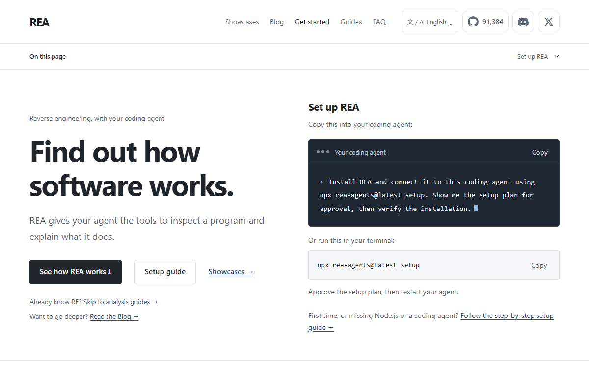 Screenshot of REA