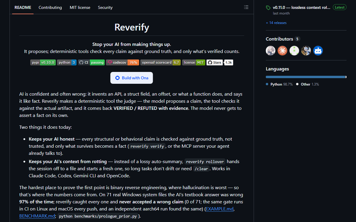 Screenshot of Reverify