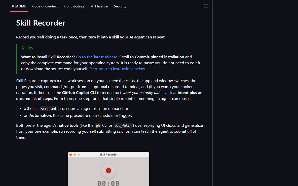Screenshot of Skill Recorder