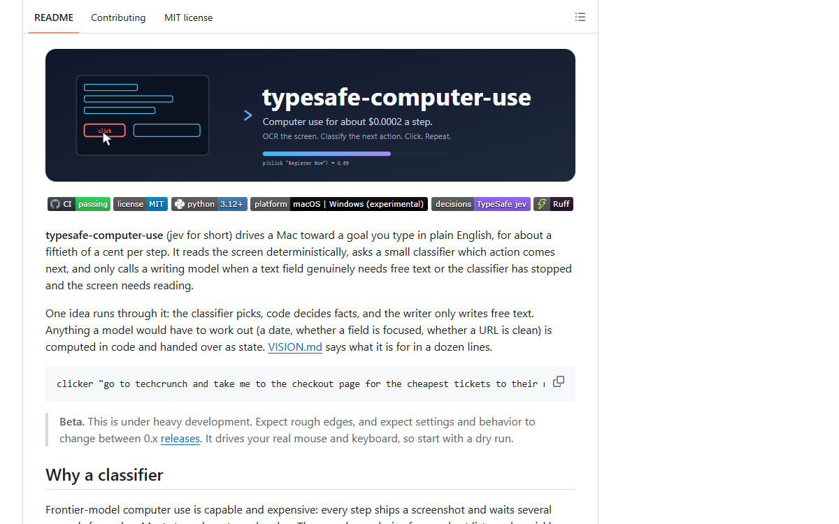 Screenshot of typesafe-computer-use