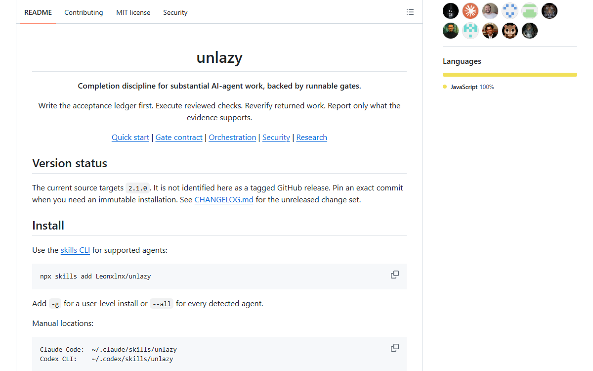 Screenshot of unlazy